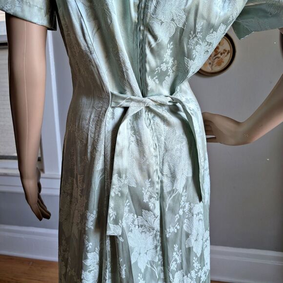 Vintage 90s Sarah Richards Maxi Dress Sage Green Floral Embossed Cottagecore 11 - Picture 14 of 14